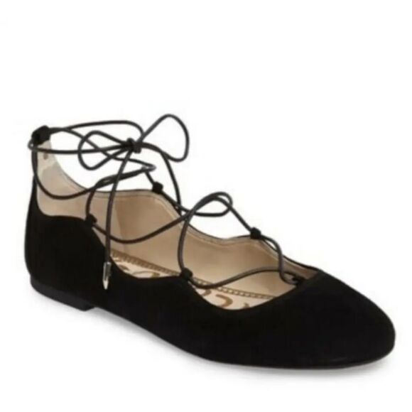 SAM EDELMAN FLYNT ANKLE STRAP TIE BALLET SUEDE LEATHER FLAT SHOE - Picture 2 of 15
